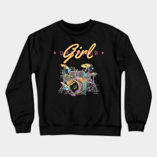 Drummer Girl drum set percussion Crewneck Sweatshirt